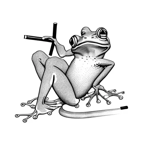 frog smoking a cigarette tattoo design idea