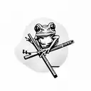 frog smoking a cigarette tattoo design idea