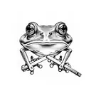 frog smoking a cigarette tattoo design idea