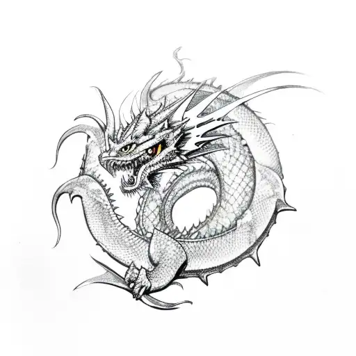 Bakunawa dragon stretch and have the moon between its teeth tattoo design idea