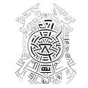 lettering tatto of the word perspective written with numbers, runes, leters and greek letters  tattoo design idea