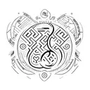 lettering tatto of the word perspective written with numbers, runes, leters and greek letters  tattoo design idea