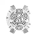 lettering tatto of the word perspective written with numbers, runes, leters and greek letters  tattoo design idea