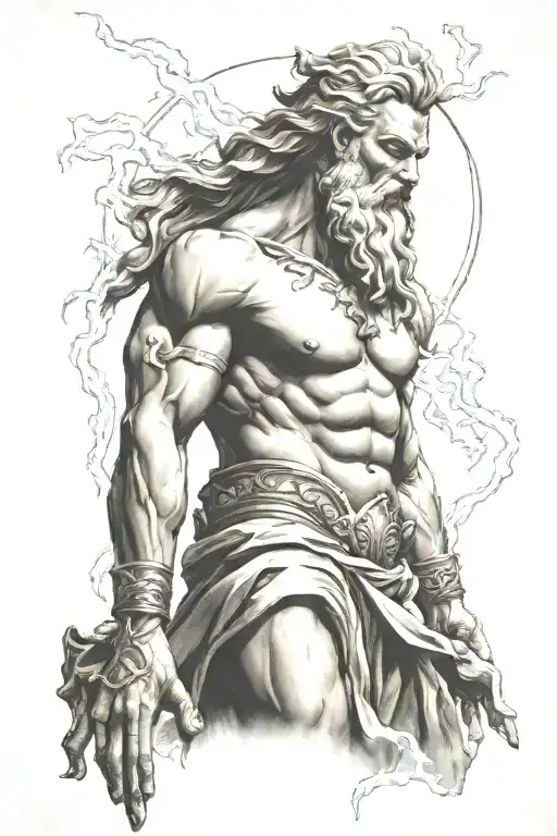 Zeus holding a lightning tattoo design idea