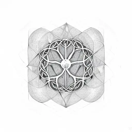 tree of life in the center of metatrons cube tattoo design idea