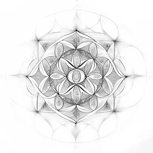 metatrons cube with a tree of life in the center with a honeycomb background leading down my left shoulder and onto arm  tattoo design idea