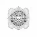 tree of life in the center of metatrons cube tattoo design idea