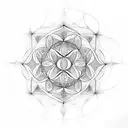 metatrons cube with a tree of life in the center with a honeycomb background leading down my left shoulder and onto arm  tattoo design idea