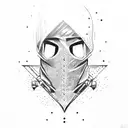 A silhouette of a person wearing a ski mask and holding a gun tattoo design idea