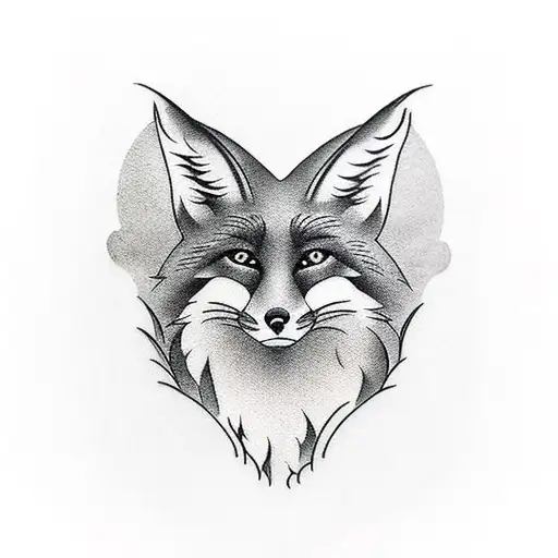 fox with number 7 tattoo design idea
