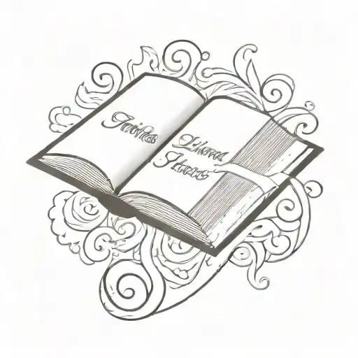Flash tattoo of Open book with phrase below I've lived a thousand lives tattoo design idea