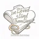 Flash tattoo of Open book with phrase below I've lived a thousand lives tattoo design idea