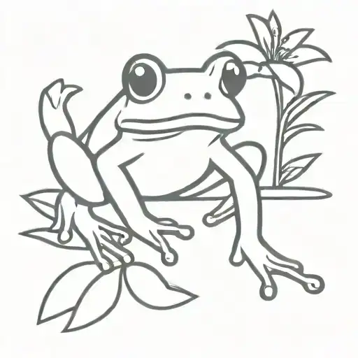 cute frog outline tattoo design idea