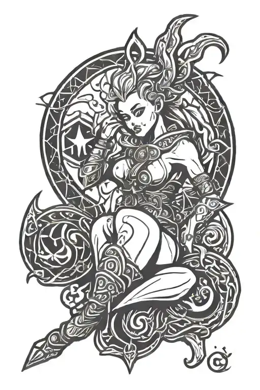 elesh norn from magic the gathering mana symbols tattoo design idea