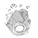 Underwater cityscape with waves crashing above tattoo design idea