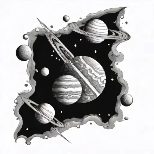 planets, universe, endless expanse tattoo design idea