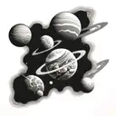 planets, universe, endless expanse tattoo design idea