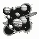planets, universe, endless expanse tattoo design idea