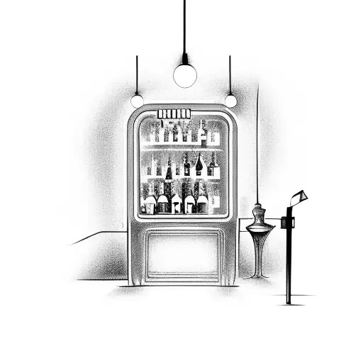 A bar entrance with neon lights and a cocktail glass tattoo design idea