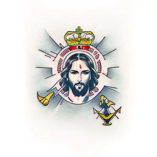 jesus is king cross tattoo design idea