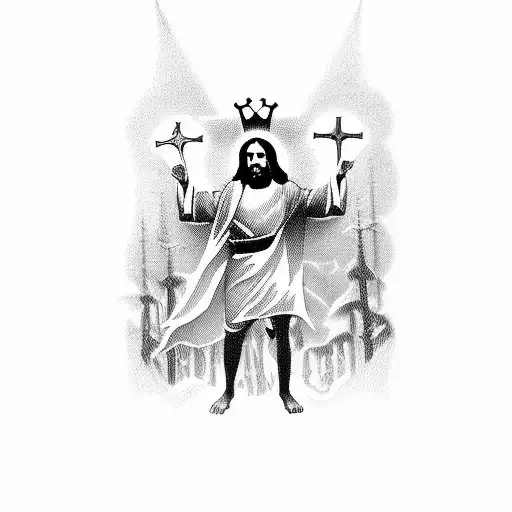 jesus is king cross tattoo design idea