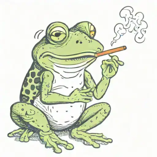 frog smoking a cigarette tattoo design idea