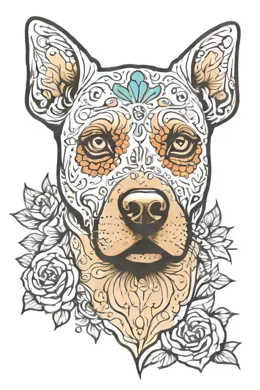 Labrador retriever sugar skull tattoo design idea