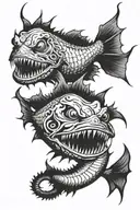 angler fish transforming tattoo design idea