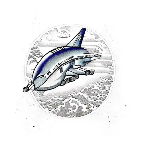 Boeing 747 Mountains  London Ocean Kitchen utensils tattoo design idea
