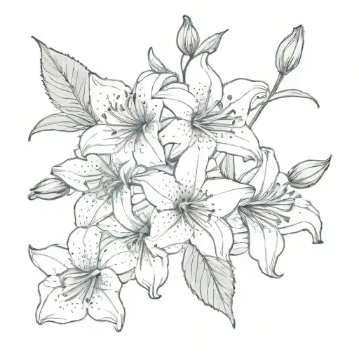 strawberries and stargazer lilies scattered throughout tattoo design idea