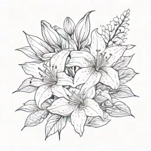 strawberries and stargazer lilies  tattoo design idea