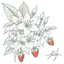 strawberries and stargazer lilies scattered throughout tattoo design idea