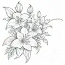 strawberries and stargazer lilies scattered throughout tattoo design idea