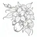 strawberries and stargazer lilies intertwined tattoo design idea
