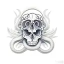 snake flowers skull tattoo design idea