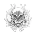 snake flowers skull tattoo design idea