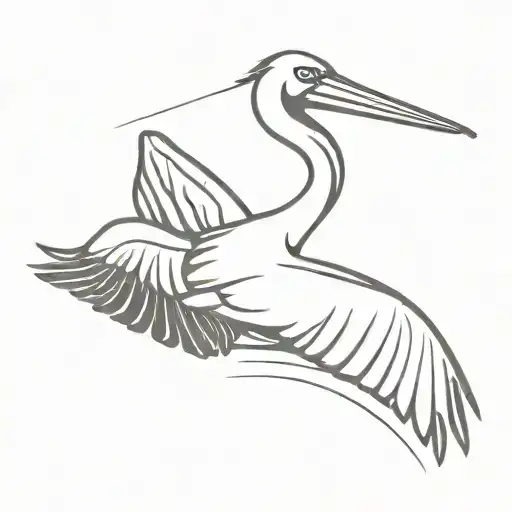 pelican flying away tattoo design idea