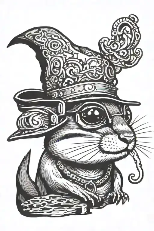 chipmunk wearing a hat and Jordan's smoking a blunt tattoo design idea