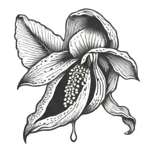 lady slipper flower with a heart shaped lock tattoo design idea