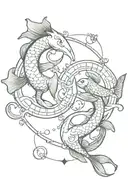 pisces and libra zodiac sign tattoo design idea
