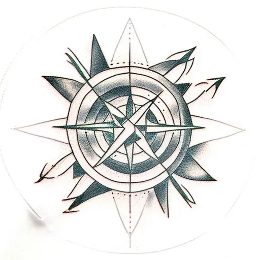 arrow crossing simple compass tattoo design idea