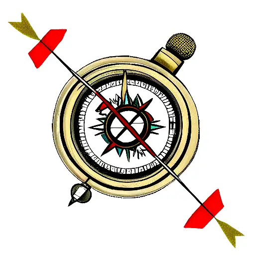 arrow crossing compass tattoo design idea