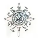 arrow crossing compass tattoo design idea