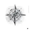 arrow crossing simple compass with wings tattoo design idea