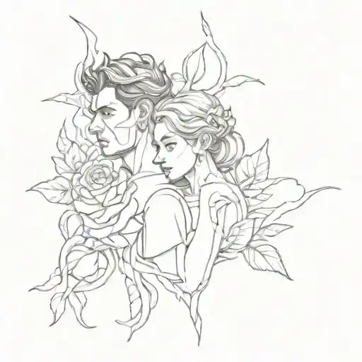 ashwin and rose intertwined within tattoo design idea