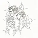 ashwin and rose intertwined within tattoo design idea