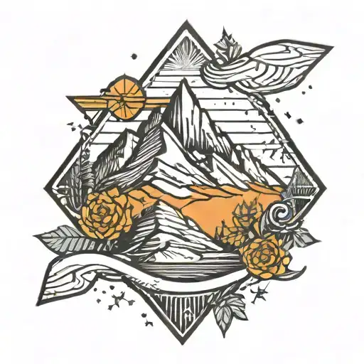 geometric mountain in diamond coverup tattoo tattoo design idea
