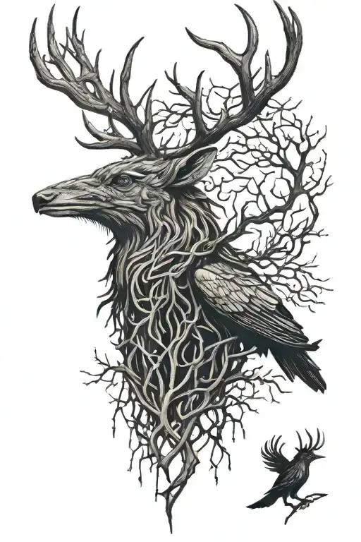 leshen head tattoo crows tattoo design idea