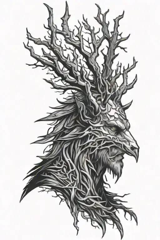 witcher leshen head tattoo with crows tattoo design idea