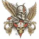 spartan wings skulls tattoo design idea
